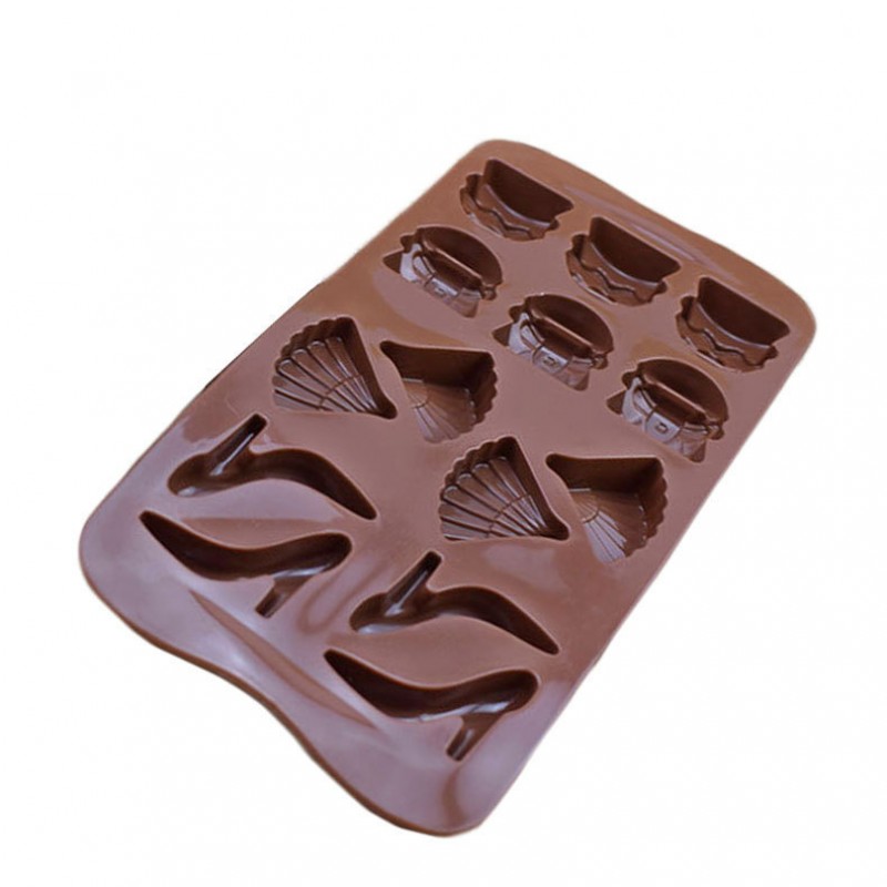 Chocolate Brown Handbag, Heels, Fan Mold Silicone