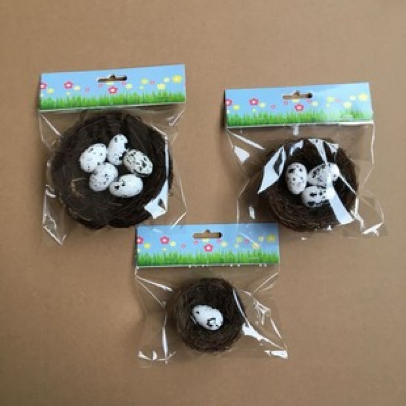 8Cm 1 Bird Nest 3 Bird Eggs With Card Paper Rattan Craft Supplies Clearance