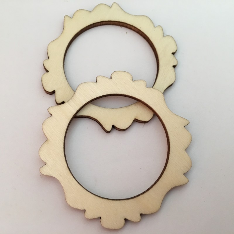 10 Pieces Of 5.2Cm Round Frame Wooden Craft Embellishments