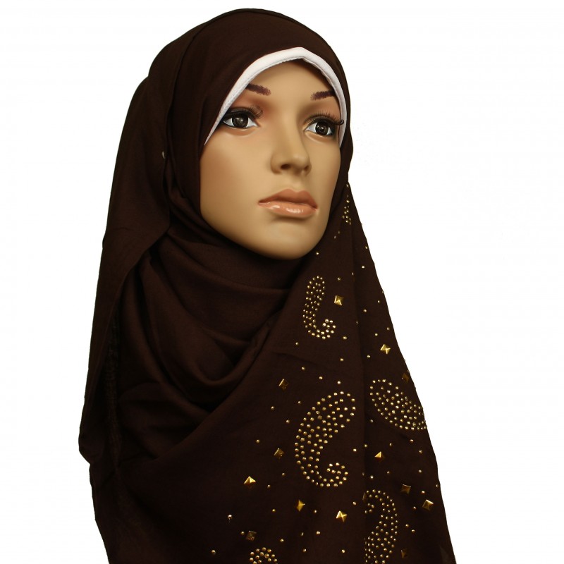 Brown Cashew Studded Hijab