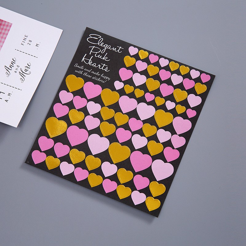 2 Gold Powder Love Hearts Korean Style Stickers