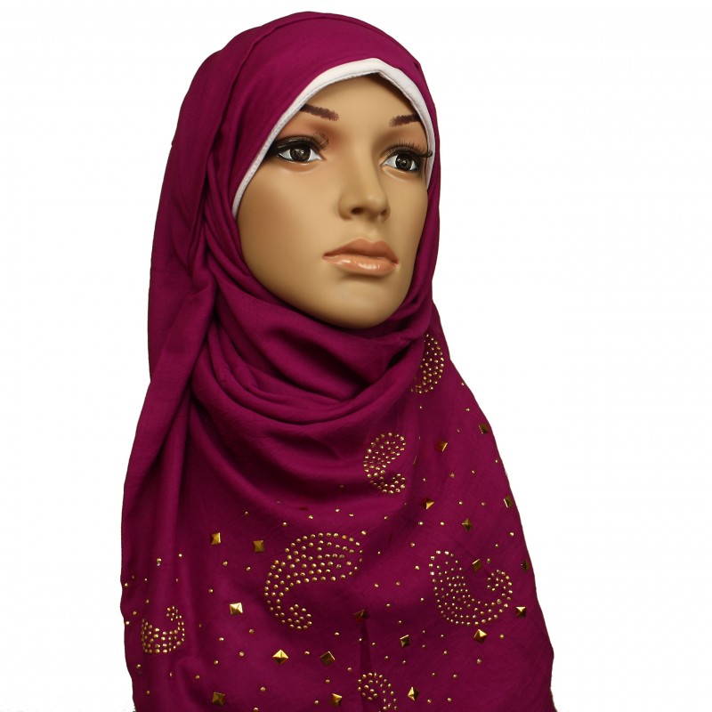 Fuschia Cashew Studded Hijab