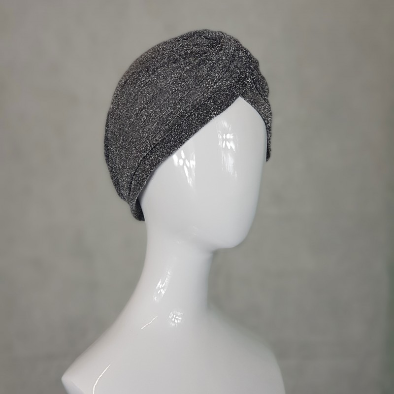 Grey Shimmer Turban Hijab Cap