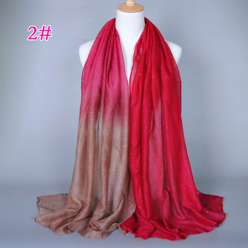 Khaki Red Dual Ombre Viscose Hijab Clearance