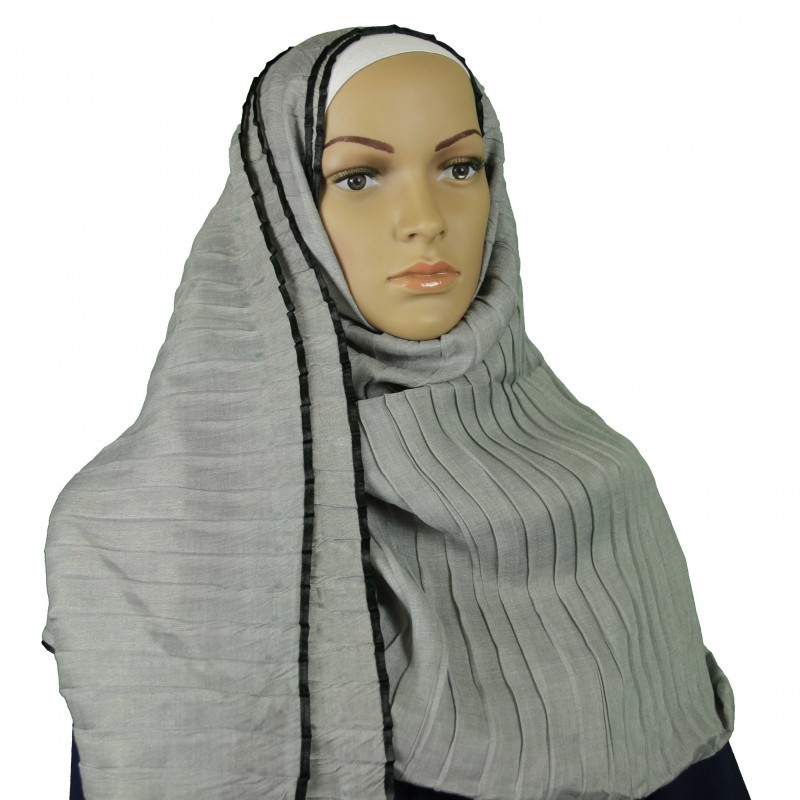 Silver Pleated Hijab