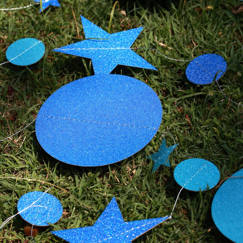 4 Meters Long Star Round Dark Blue And Light Blue 1 Garland Pendant Clearance