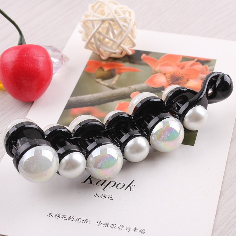 white Pearl Black Hair Clamp