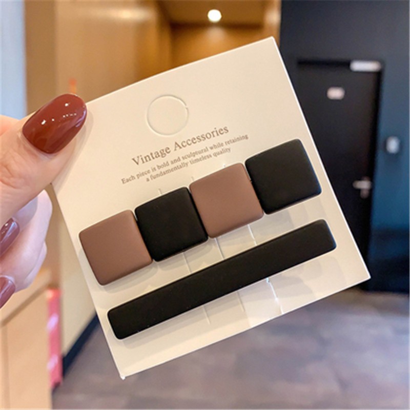 K176-6 Square Black Coffee Korean Style Hair Clip Clearance