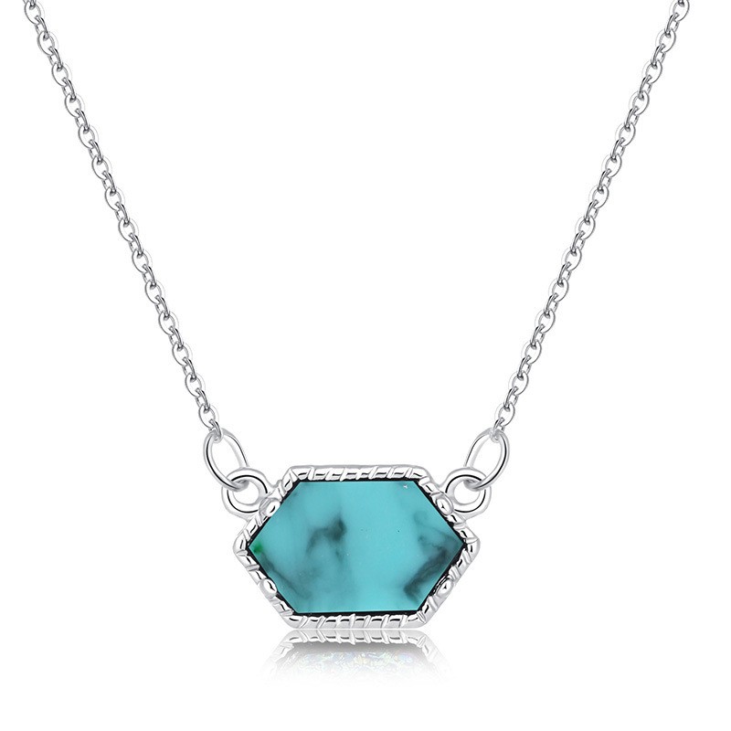 Nz341-Silver and Blue Turquoise Necklace Pendant Clearance
