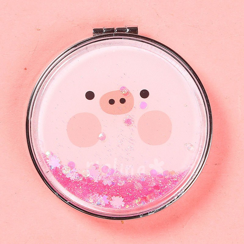 Foundation Pig Face Portable Quicksand Vanity Mirror