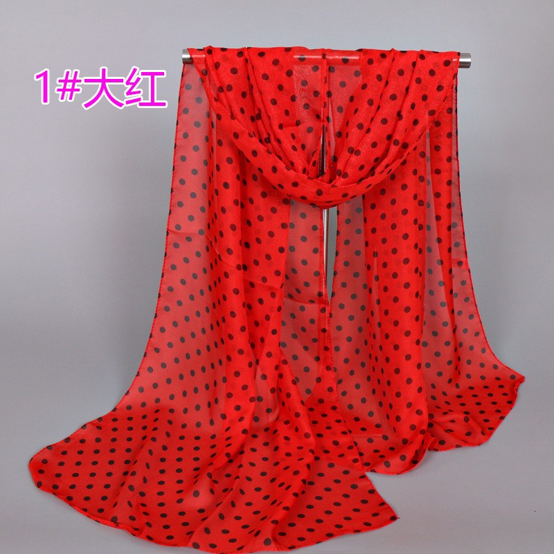 Big Red 160-50Cm Polka Chiffon Print Hijab