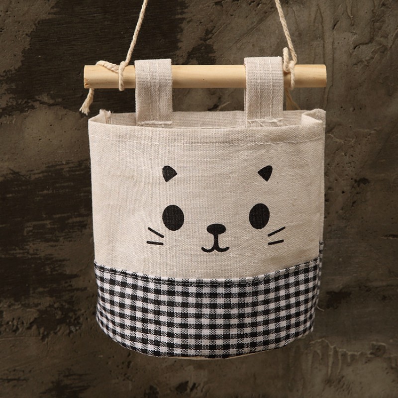 Black Grid Canvas Hanging Storage