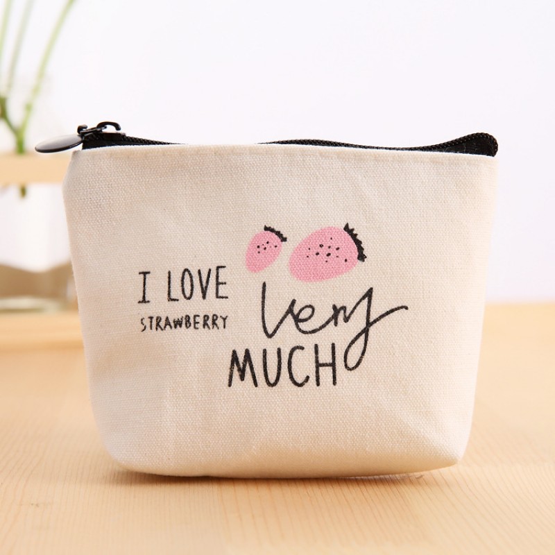 Small Strawberry Canvas Coin Purse