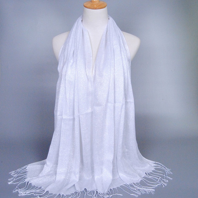White Cotton Shimmery Lustre Hijab