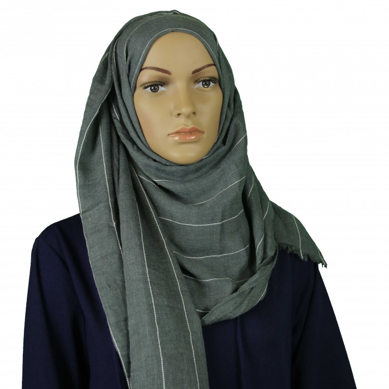 Grey Striped Vogue Hijab