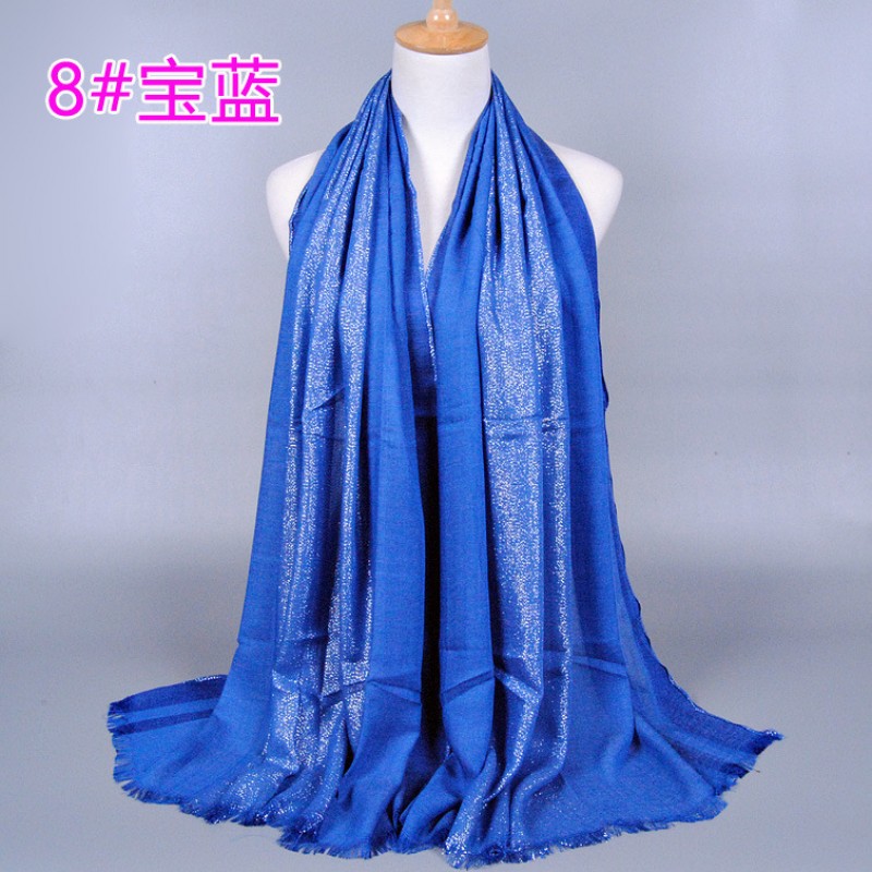 Treasure Blue Stripped Satin Cotton Hijab Clearance