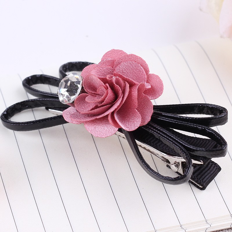 Pink Crystal Floral Hair Clip