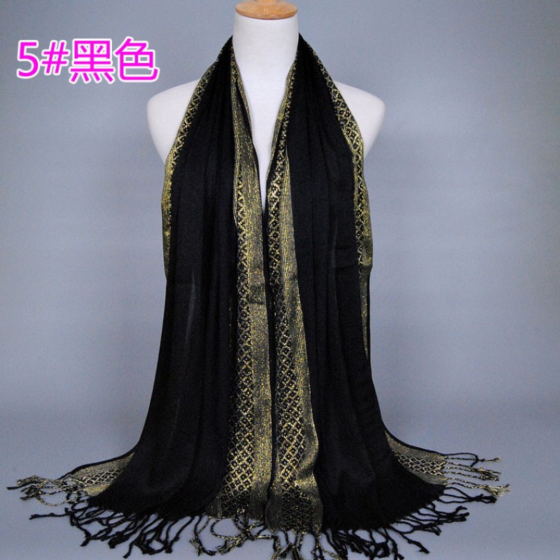 Black Gold Print Cotton Hijab