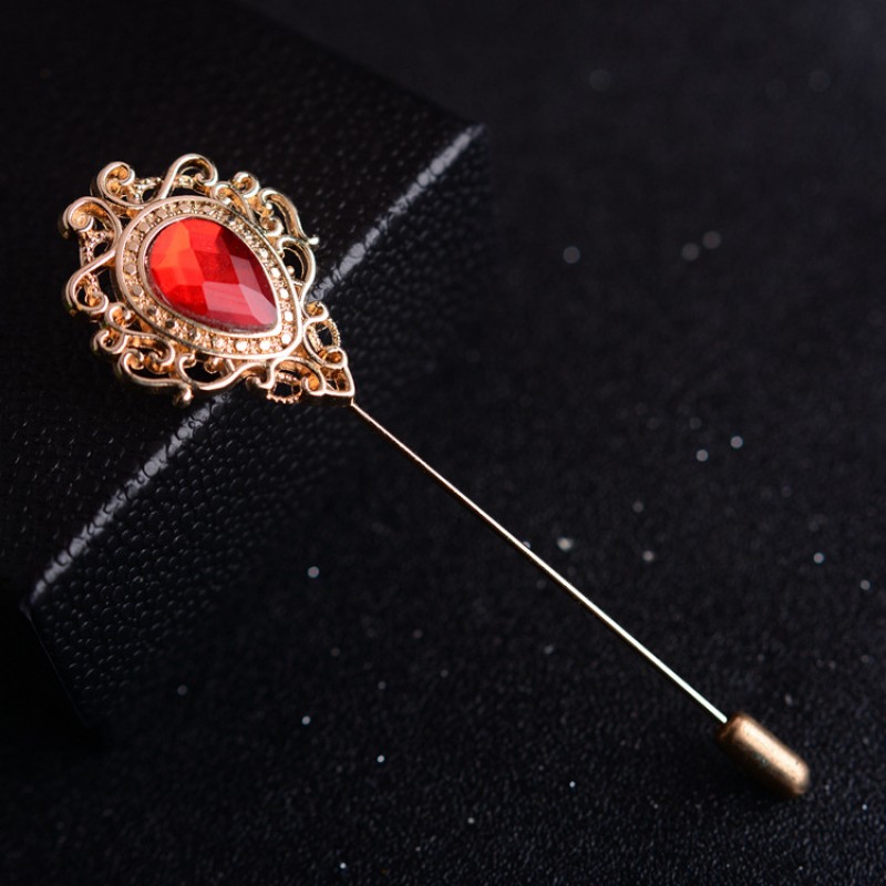 red Vintage Baroque Hijab Pin 