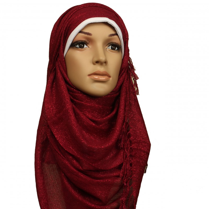 Maroon Shimmery Hijab