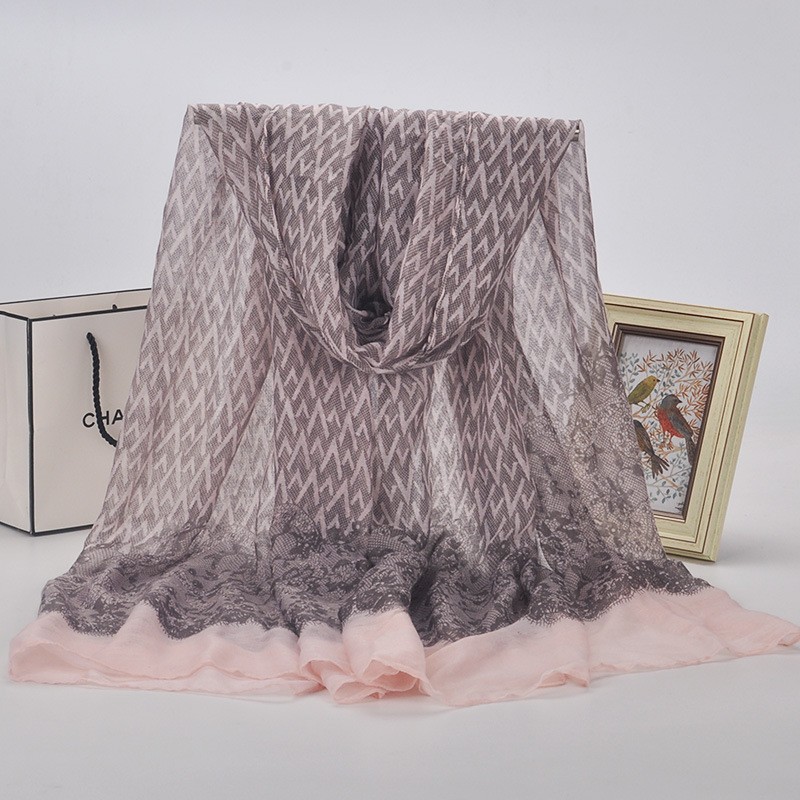Light Pink Lace Chevron Print Hijab
