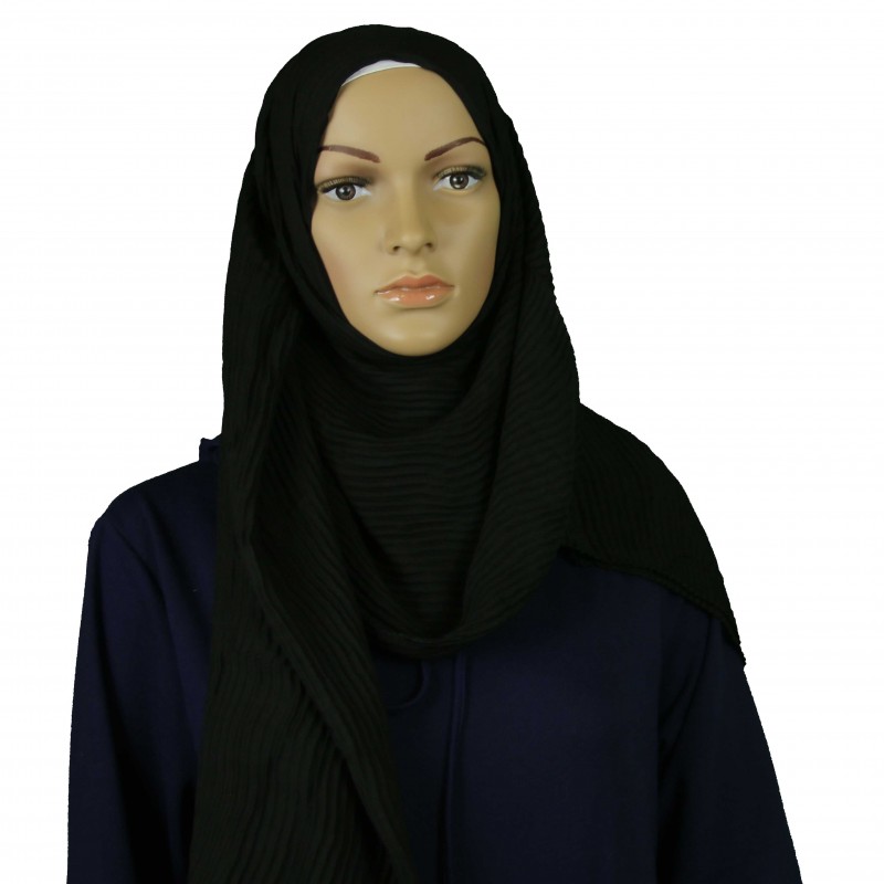 Black Ripple Crinkle Hijab