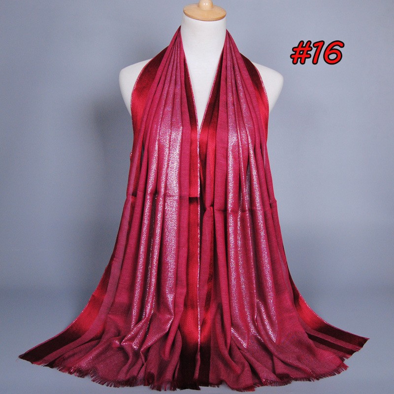 Wine Red Stripped Satin Cotton Hijab Clearance