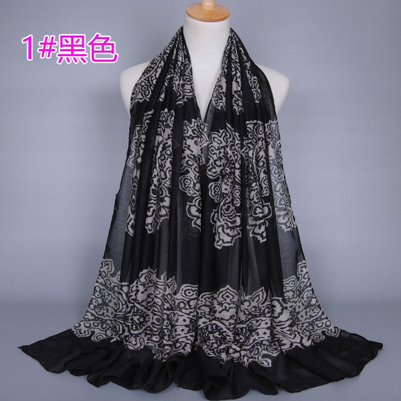 black Vintage Henna Print Hijab
