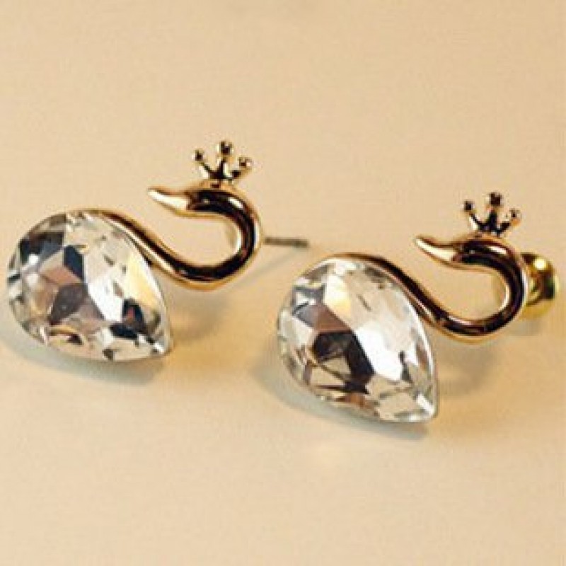 White Crystal Swan Studs