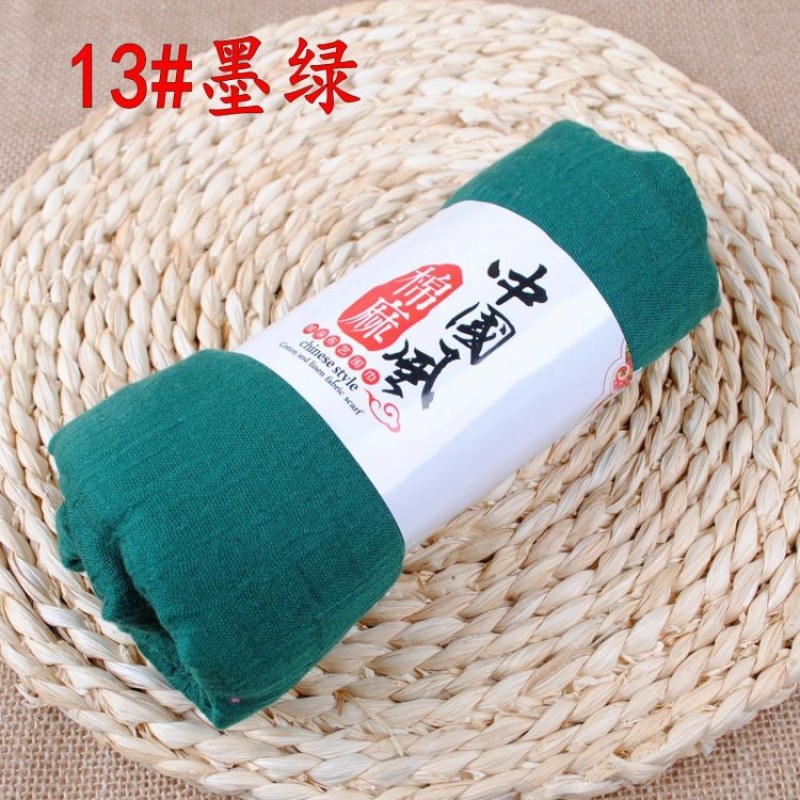 Dark Green 190x110cm Cotton Linen Plain Maxi Hijab Clearance