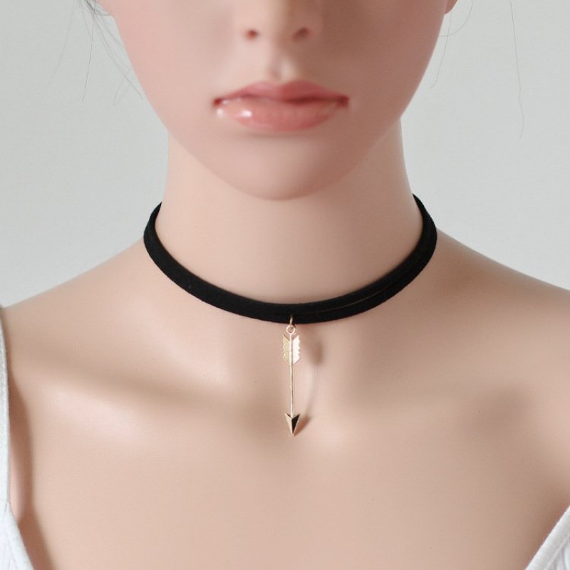 Gold Arrow Black Choker