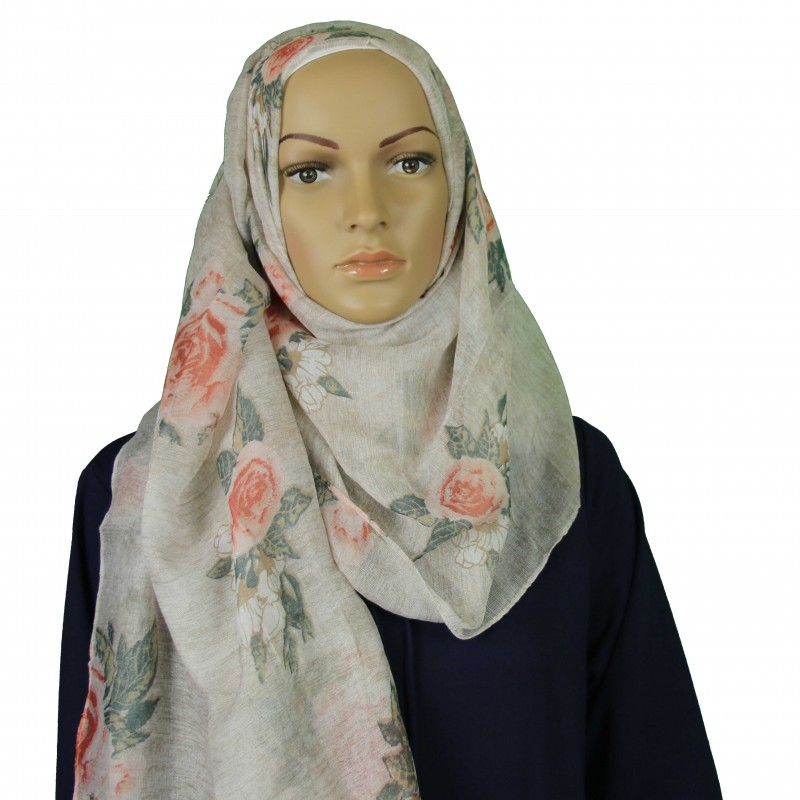 White Denim Rose Hijab