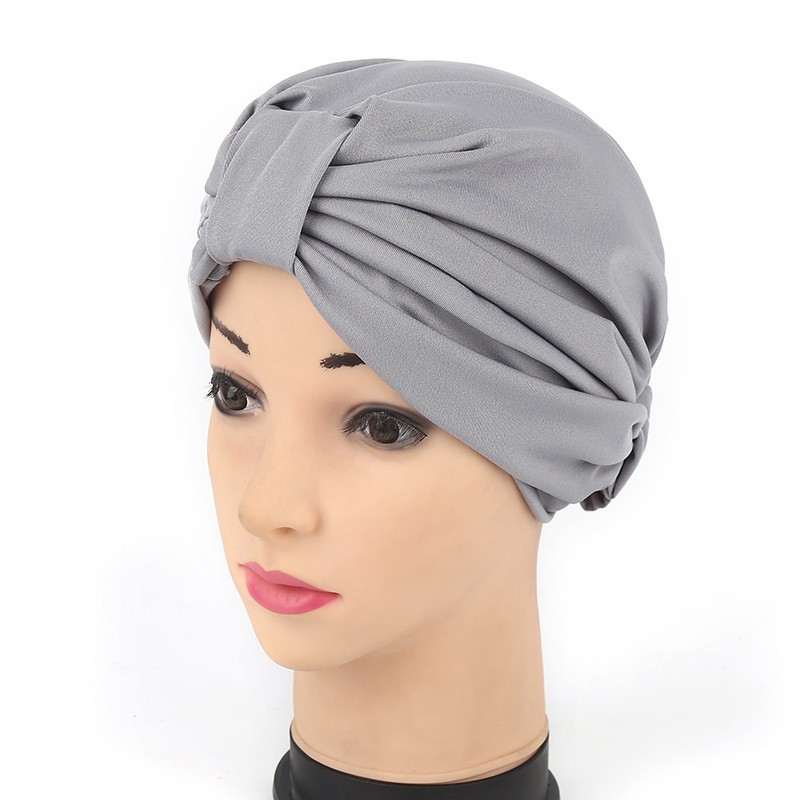 Grey Adjustable Milk Silk Turban Hijab Cap 