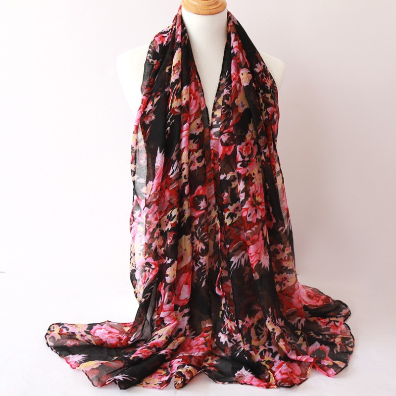 Black Rosey Arts Garden Print Hijab