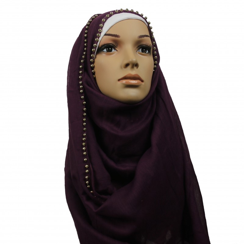 Deep Purple Gold Pearl Hijab