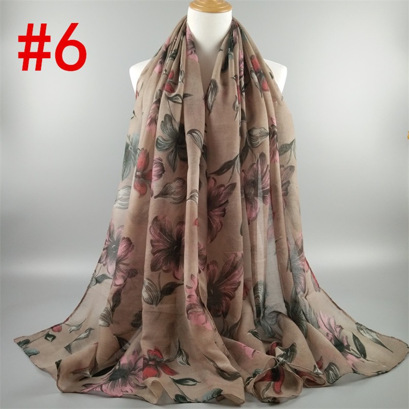 Mauve Deep Floral Foliage Print Hijab