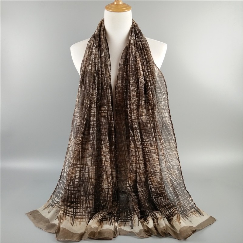 Brown Scribbled Sketch Print Hijab
