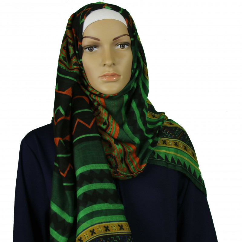 Green Crisp Aztec Hijab