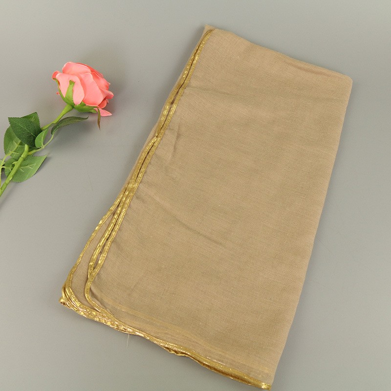 Camel Gold Piping Cotton Hijab