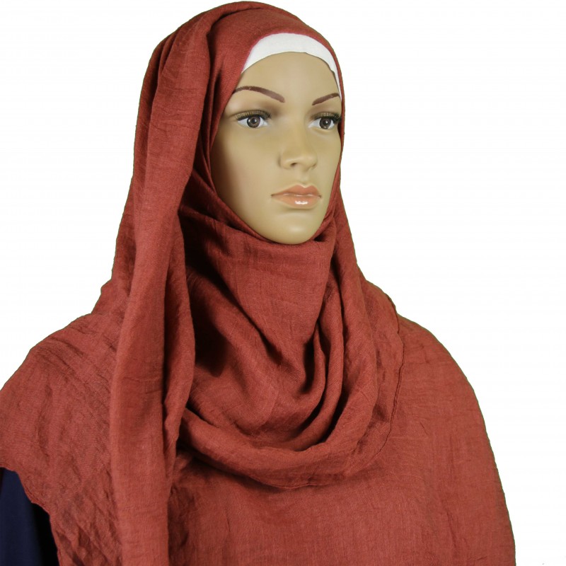 Red Rust Cotton Linen Extra Maxi Hijab