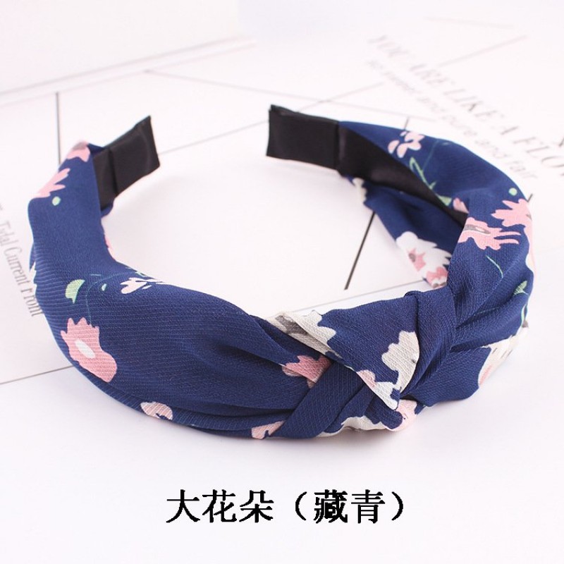 Navy Floral Large Hair Band