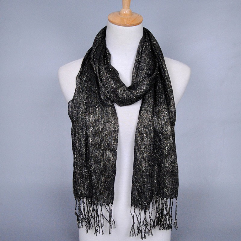Gold Black Cotton Shimmery Lustre Hijab Clearance