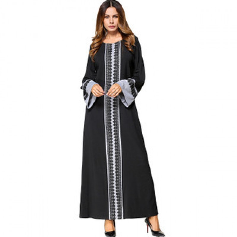 Black Lace Grey and Black Abaya XXL 
