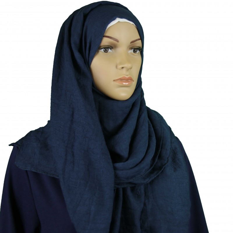 Navy Cotton Linen Extra Maxi Hijab