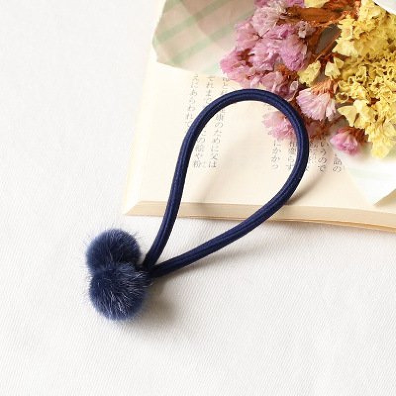 Navy Twin Fur Hair band 