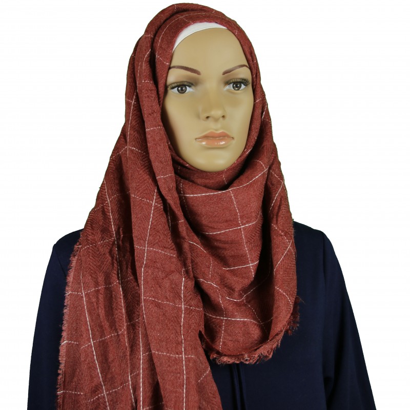 Red Rust Squares Vogue Hijab