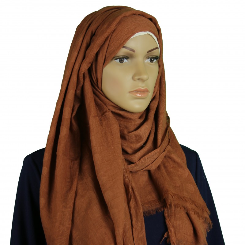 Light Brown Floral Embossed Hijab