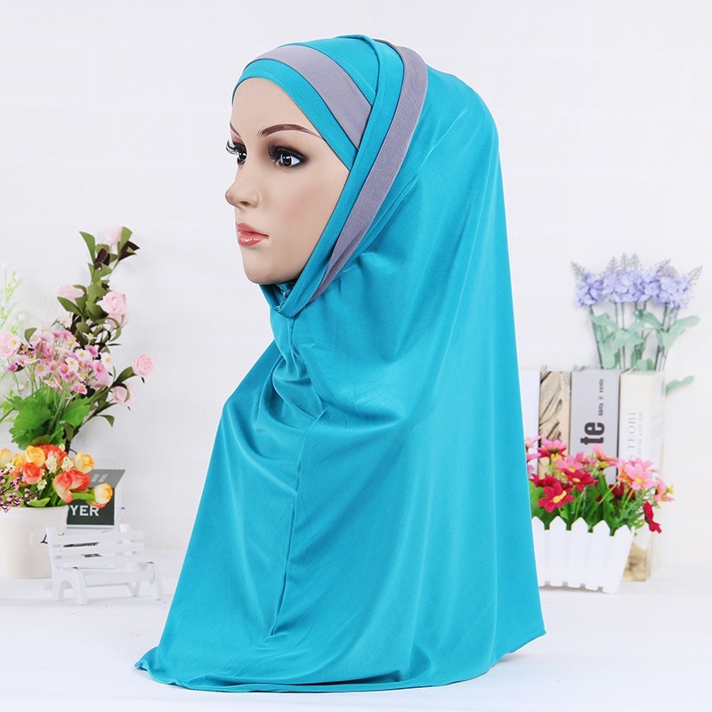 Ocean Blue Two Piece Stripe Ready Hijab Clearance