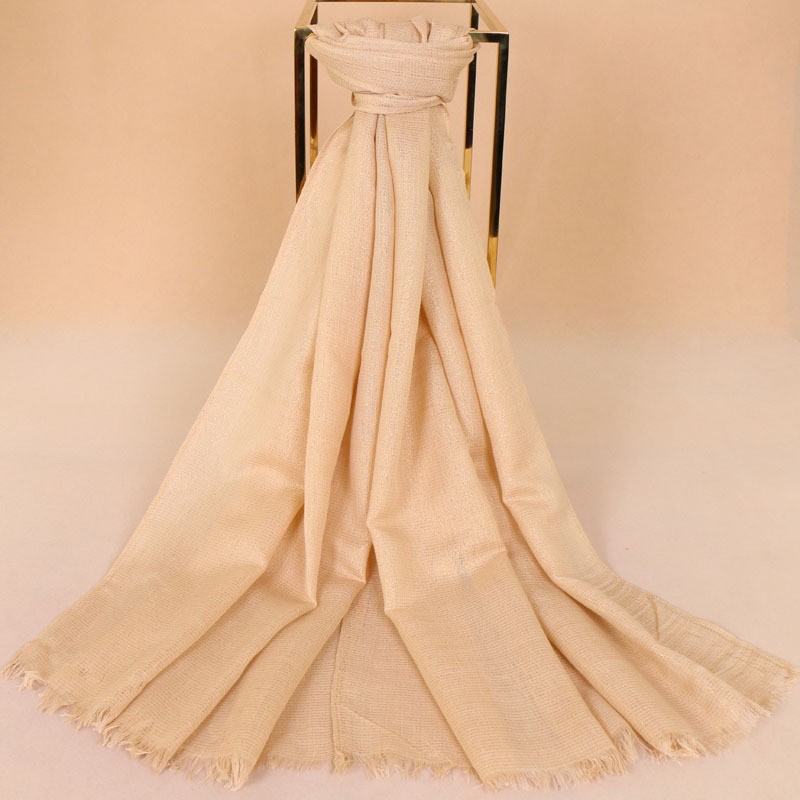 Beige Gold Thread Cotton Hijab