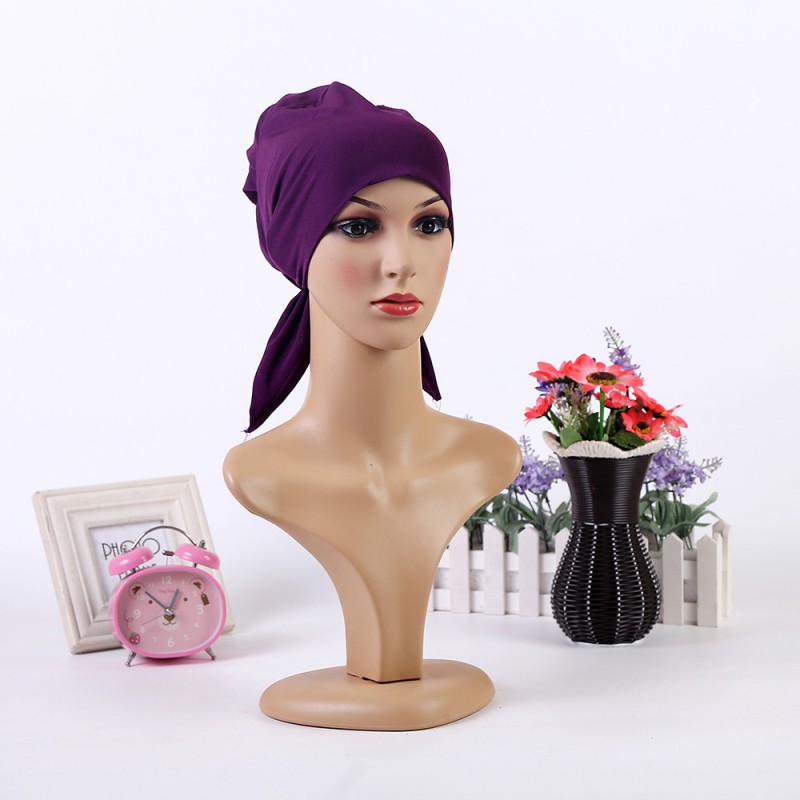 Purple Bonnet Cap Tie Back 